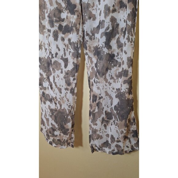 Pretty‎ Little Thing Sheer Brown Cow Print Beach Wide Leg Pants Size 14 Resort - Picture 4 of 13